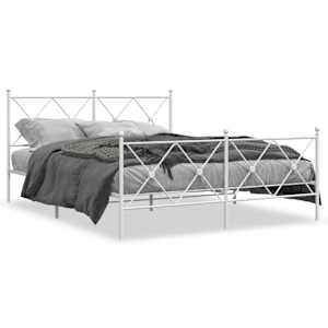 Kovový rám postele s hlavovým a nožním čelem bílý 150 x 200 cm - obrázek 2