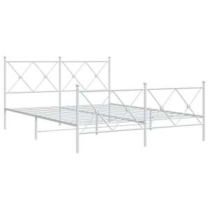 Kovový rám postele s hlavovým a nožním čelem bílý 150 x 200 cm - obrázek 3