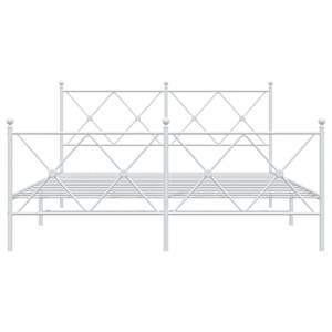 Kovový rám postele s hlavovým a nožním čelem bílý 150 x 200 cm - obrázek 4