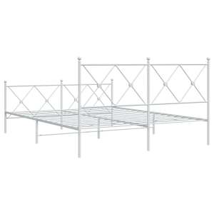 Kovový rám postele s hlavovým a nožním čelem bílý 150 x 200 cm - obrázek 6