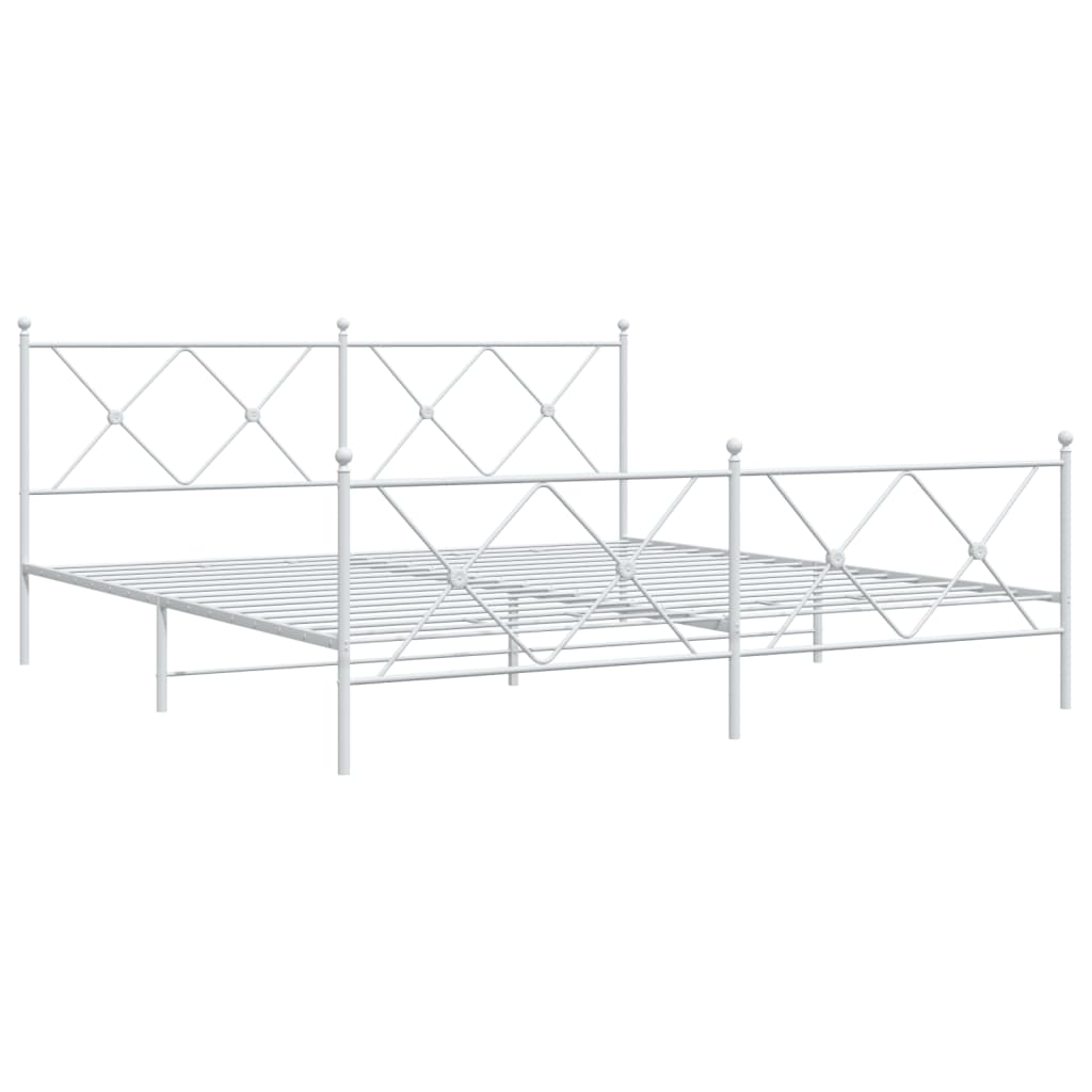 vidaXL Bedframe met hoofd- en voeteneinde metaal wit 183x213 cm afbeelding
