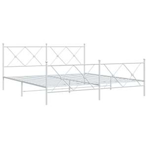 Kovový rám postele s hlavovým a nožním čelem bílý 183 x 213 cm - obrázek 3