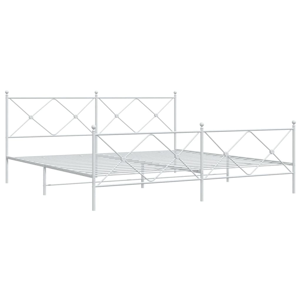 vidaXL Bedframe met hoofd- en voeteneinde metaal wit 200x200 cm afbeelding