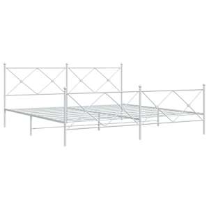 Kovový rám postele s hlavovým a nožním čelem bílý 200 x 200 cm - obrázek 3