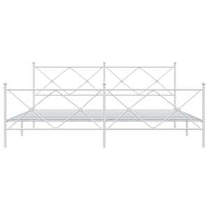 Kovový rám postele s hlavovým a nožním čelem bílý 200 x 200 cm - obrázek 4