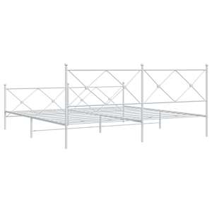 Kovový rám postele s hlavovým a nožním čelem bílý 200 x 200 cm - obrázek 6