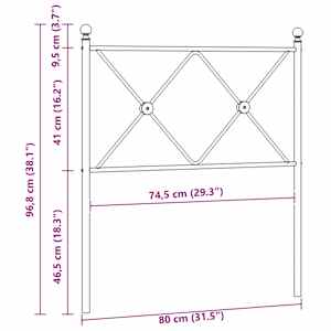 Kovové náhradní čelo postele bílé 75 cm - obrázek 6