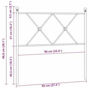 Kovové náhradní čelo postele bílé 90 cm - obrázek 6