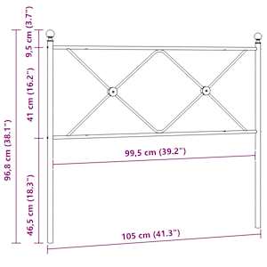 Kovové náhradní čelo postele bílé 100 cm - obrázek 6