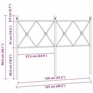 Kovové náhradní čelo postele bílé 120 cm - obrázek 6