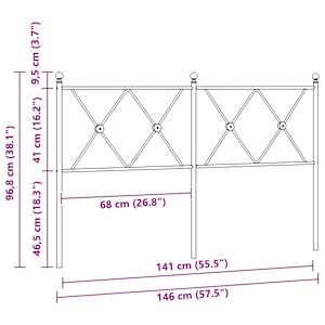 Kovové náhradní čelo postele bílé 140 cm - obrázek 6