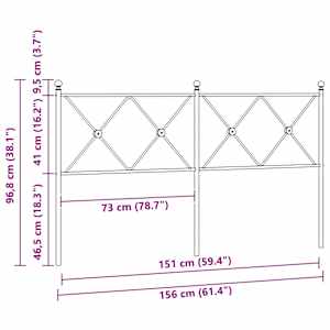 Kovové náhradní čelo postele bílé 150 cm - obrázek 6