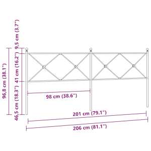 Kovové náhradní čelo postele bílé 200 cm - obrázek 6