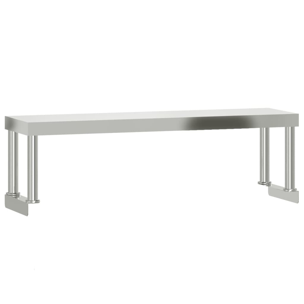 Image of vidaXL Work Table Overshelf 110x30x35 cm Stainless Steel