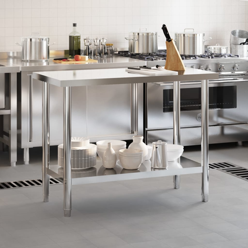 vidaXL Keukenwerktafel 110x55x85 cm roestvrij staal afbeelding