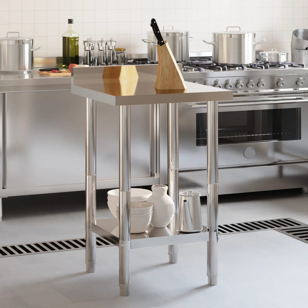 vidaXL Keukenwerktafel met spatscherm 55x55x93 cm roestvrij staal afbeelding