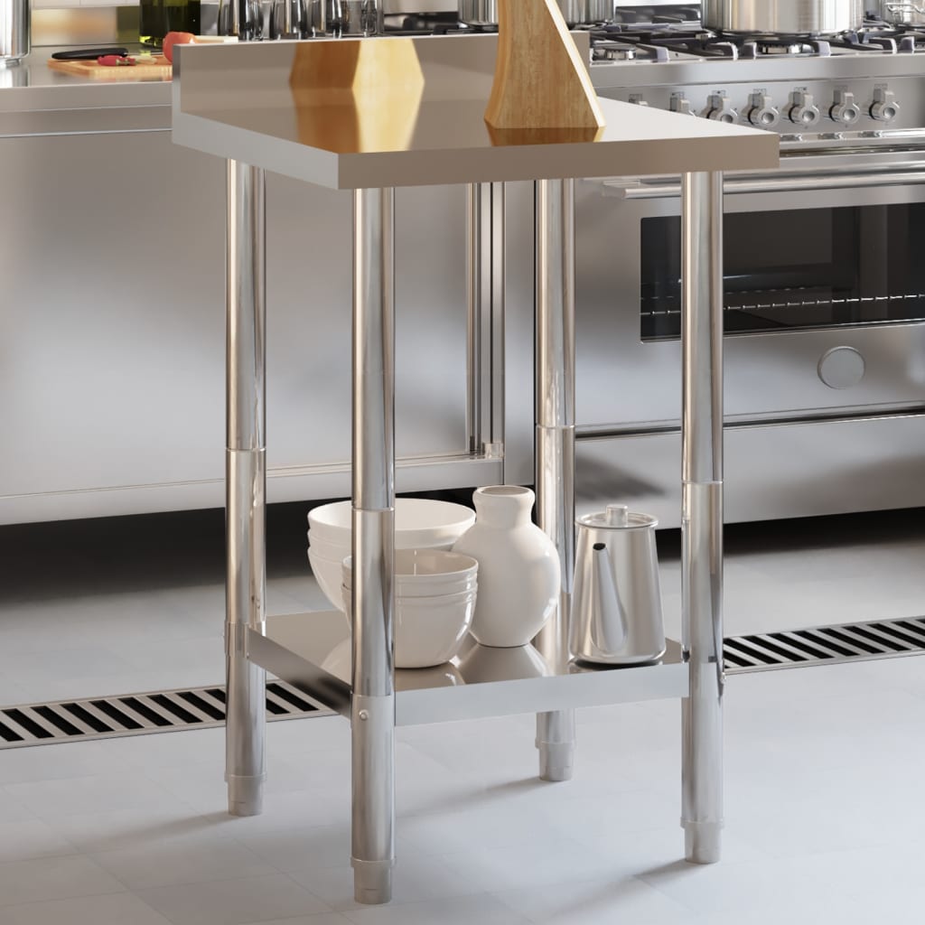 vidaXL Table de travail de cuisine avec dosseret 55x55x93 cm inox