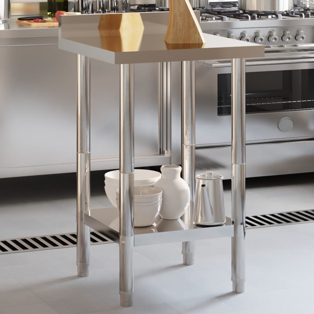 vidaXL arbejdsbord til køkken m. stænkplade 55x55x93 cm rustfrit stål