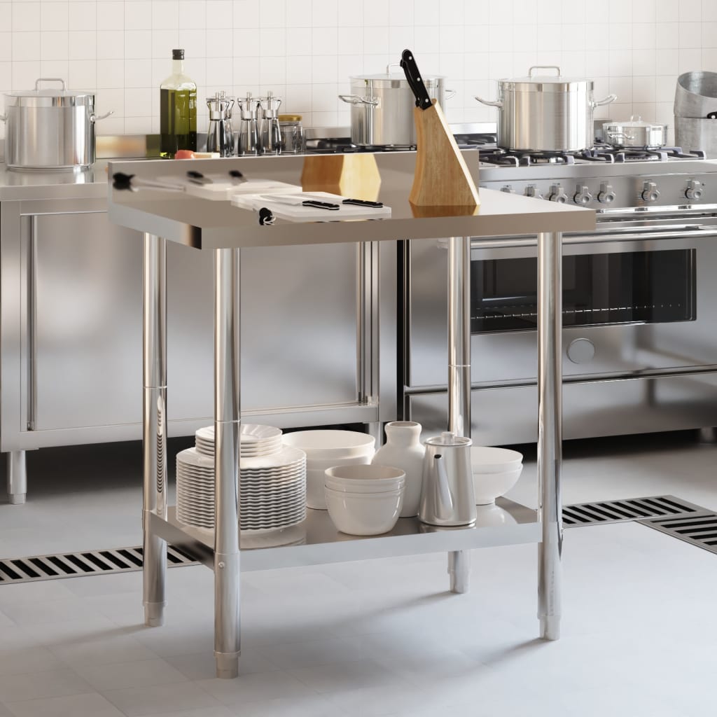 vidaXL Keukenwerktafel met spatscherm 82,5x55x93 cm roestvrij staal afbeelding