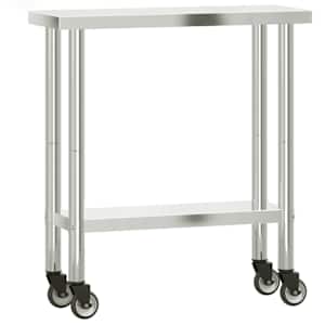 vidaXL k&ouml;&ouml;gi t&ouml;&ouml;laud ratastega, 82,5 x 30 x 85 cm, roostevaba teras