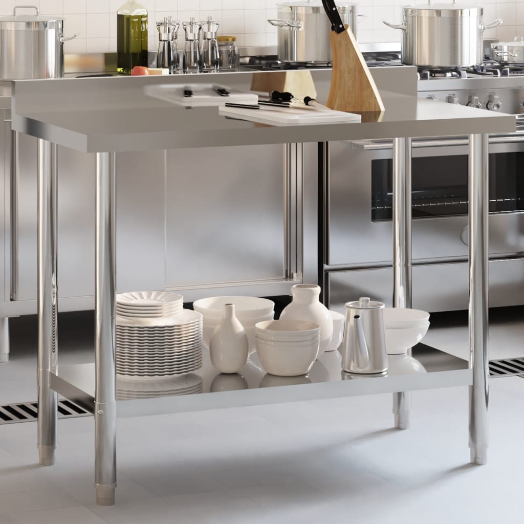 Kuchyňský pracovní stůl přístěnný 110x55x93 cm nerezová ocel