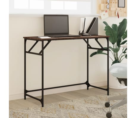 vidaXL Birou stejar maro 100x45x76 cm lemn/oțel vopsit electrostatic