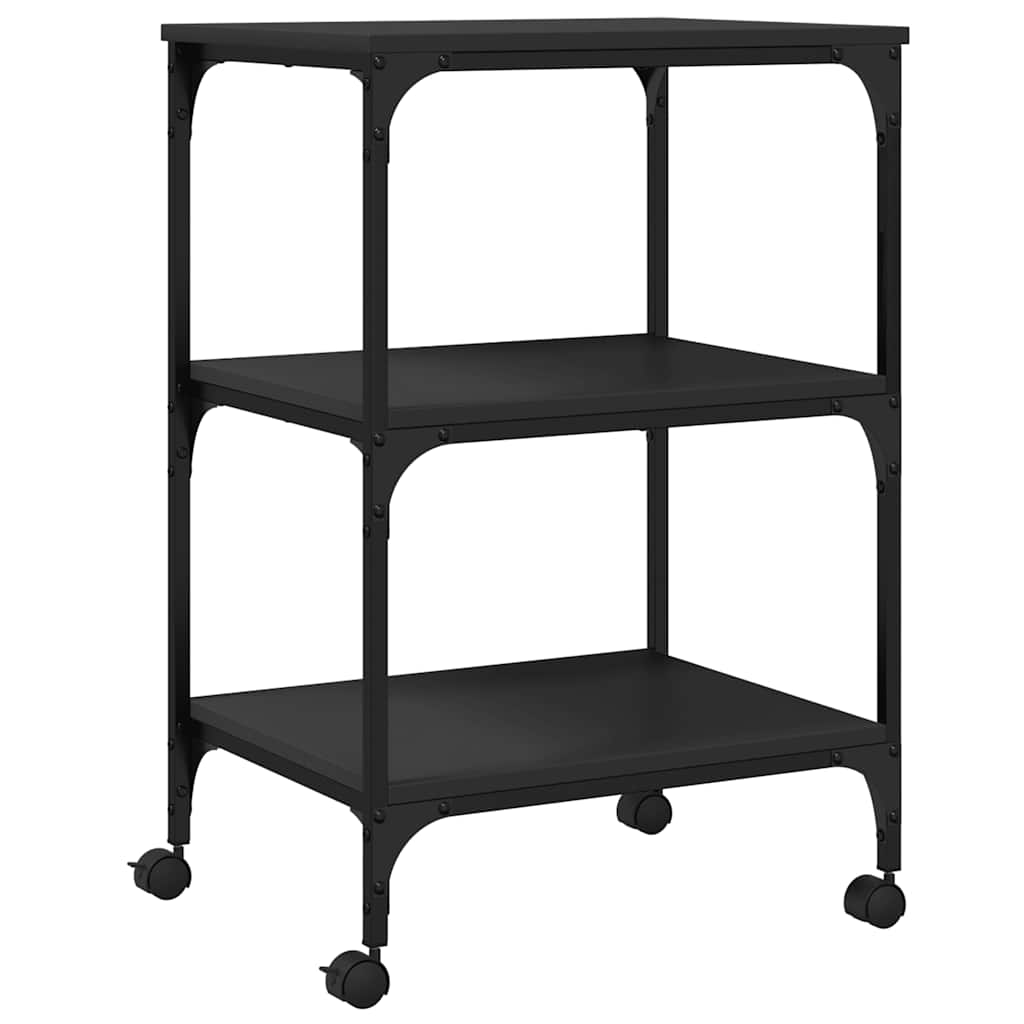 vidaXL Stojan na tiskárnu 3patrový černý 50x41x75 cm kompozitní dřevo