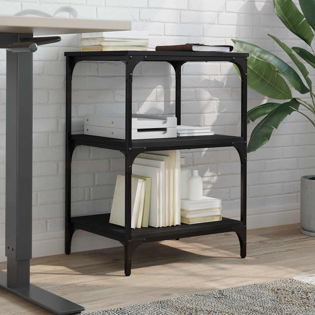 vidaXL Printerkastje 3-laags 50x41x75 cm bewerkt hout zwart afbeelding