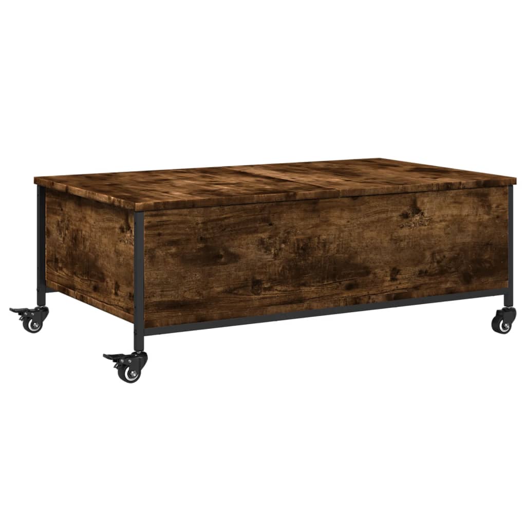 vidaXL Konferenční stolek na kolečkách kouřový dub 91x55x34cm kompozit