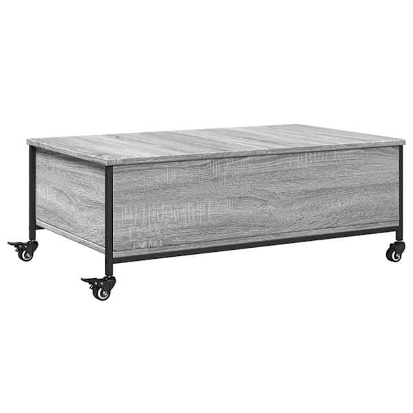 vidaXL ratastega kohvilaud, hall Sonoma tamm, 91x55x34 cm, tehispuit