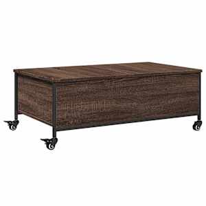 Konferenční stolek na kolečkách hnědý dub 91x55x34 cm kompozit - obrázek 2