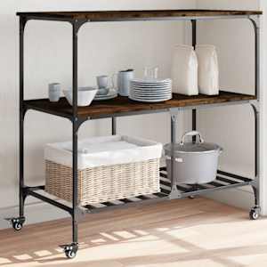 Kuhinjski voziček dimljen hrast 100x50x95 cm inženirski les