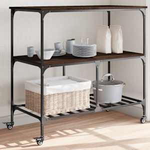 Kuhinjski voziček rjavi hrast 100x50x95 cm inženirski les