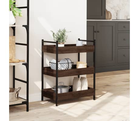 vidaXL Chariot de cuisine ch&ecirc;ne marron 50x30x70 cm bois d'ing&eacute;nierie