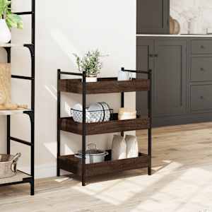 vidaXL Chariot de cuisine ch&ecirc;ne marron 50x30x70 cm bois d'ing&eacute;nierie