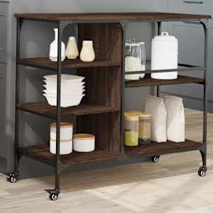 Kuhinjski voziček rjavi hrast 100x45x89,5 cm inženirski les