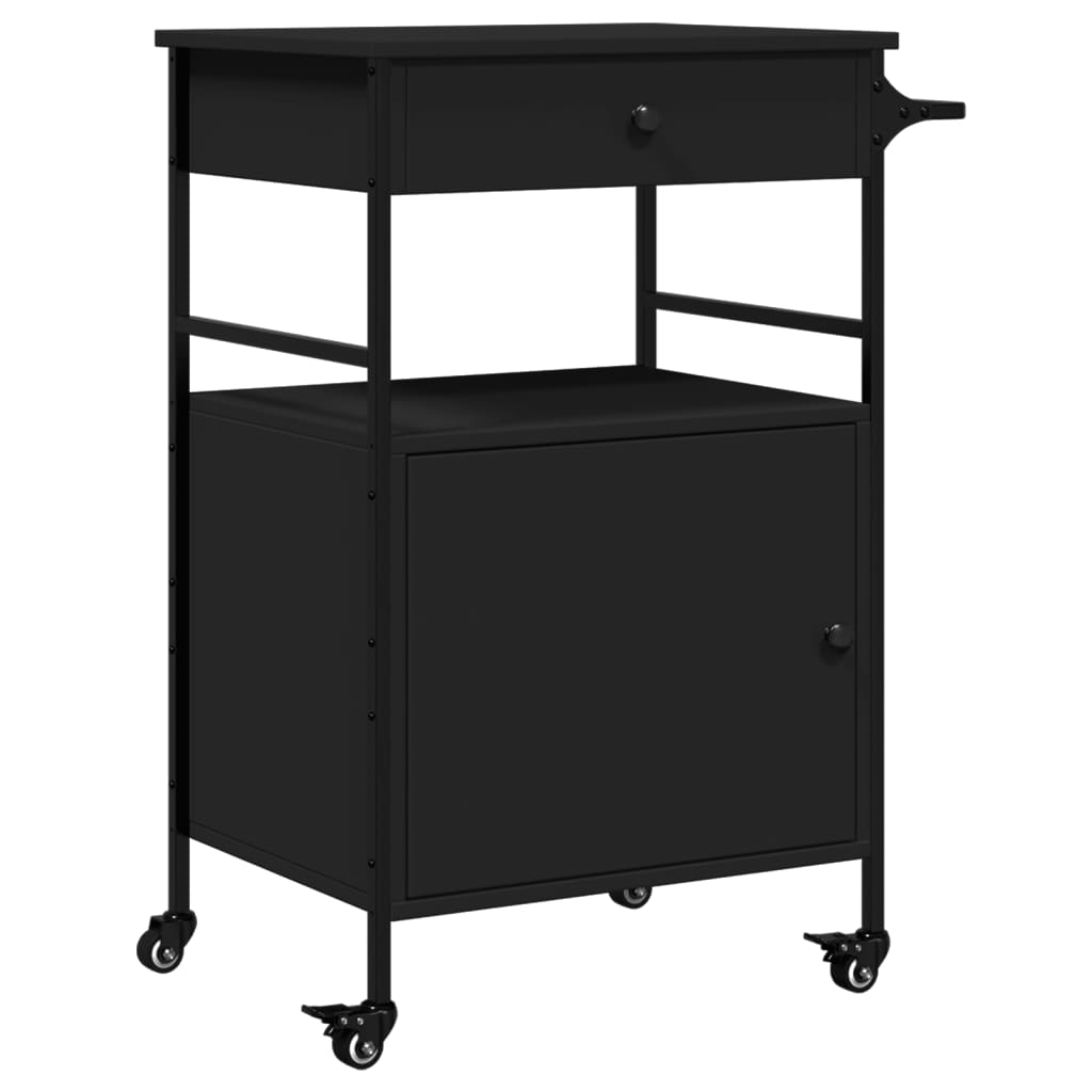 VidaXL Kitchen Trolley Black 22x16.9x35.2 Engineered Wood