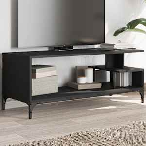 TV stolek černý 102x40x41 cm kompozit a práškově lakovaná ocel - obrázek 1