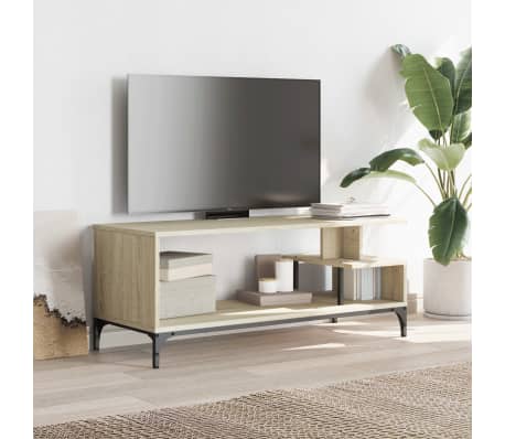 vidaXL TV Cabinet Sonoma Oak 102x40x41 cm Engineered Wood and Powder-coated Steel