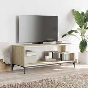 vidaXL TV Cabinet Sonoma Oak 102x40x41 cm Engineered Wood and Powder-coated Steel