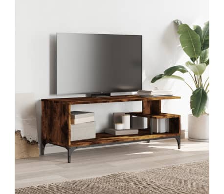 vidaXL Tv-meubel 102x40x41 cm hout en gepoedercoat staal gerookt eiken