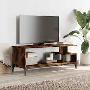 TV stolek kouřový dub 102 x 40 x 41 cm kompozitní dřevo a ocel - obrázek 3