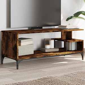 TV stolek kouřový dub 102 x 40 x 41 cm kompozitní dřevo a ocel - obrázek 1