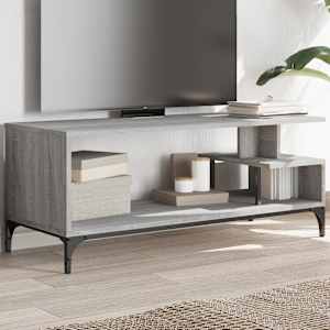 TV stolek šedý sonoma 102 x 40 x 41 cm kompozitní dřevo a ocel - obrázek 1