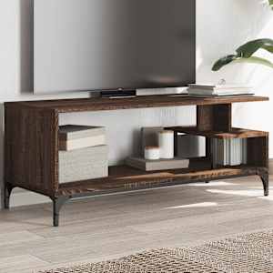 TV omarica rjavi hrast 102x40x41 cm inženirski les in jeklo