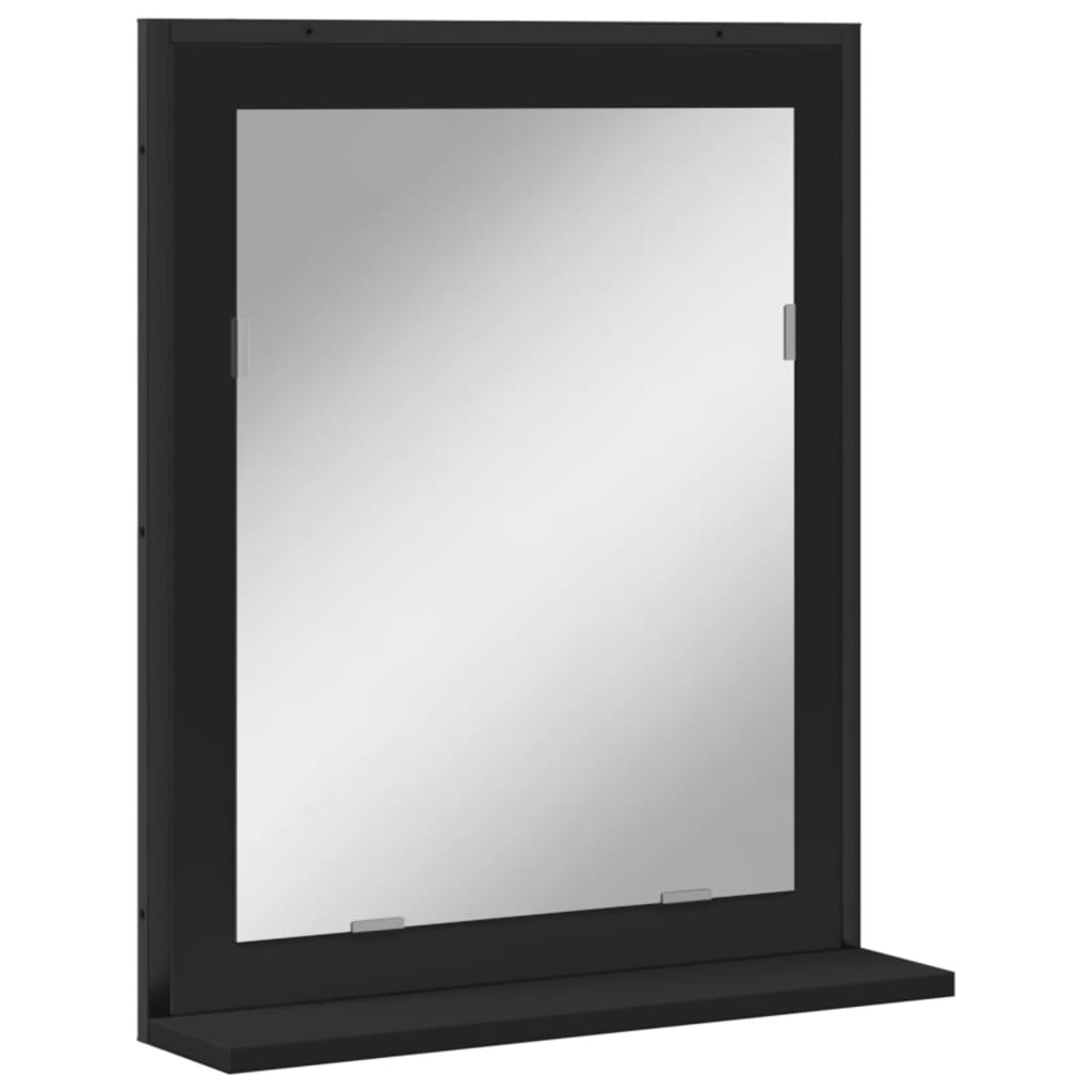 Image of vidaXL Bathroom Mirror with Shelf Black 50x12x60 cm Engineered Wood