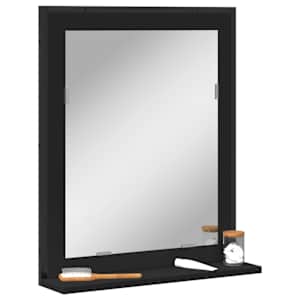 Koupelnové zrcadlo s poličkou černé 50 x 12 x 60 cm kompozit - obrázek 1