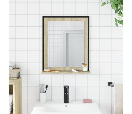vidaXL Bathroom Mirror with Shelf Sonoma Oak 50x12x60 cm Engineered Wood