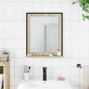 vidaXL Bathroom Mirror with Shelf Sonoma Oak 50x12x60 cm Engineered Wood