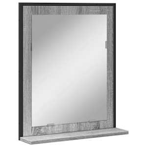 vidaXL riiuliga vannitoapeegel, hall Sonoma, 50x12x60 cm, tehispuit